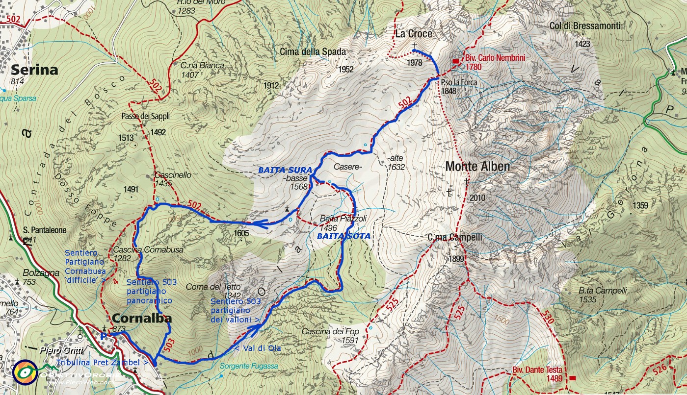 04 Mappa percorso-Cornalba-Baite d'Alben-Passo 'La Forca' per  Cima Croce....jpg